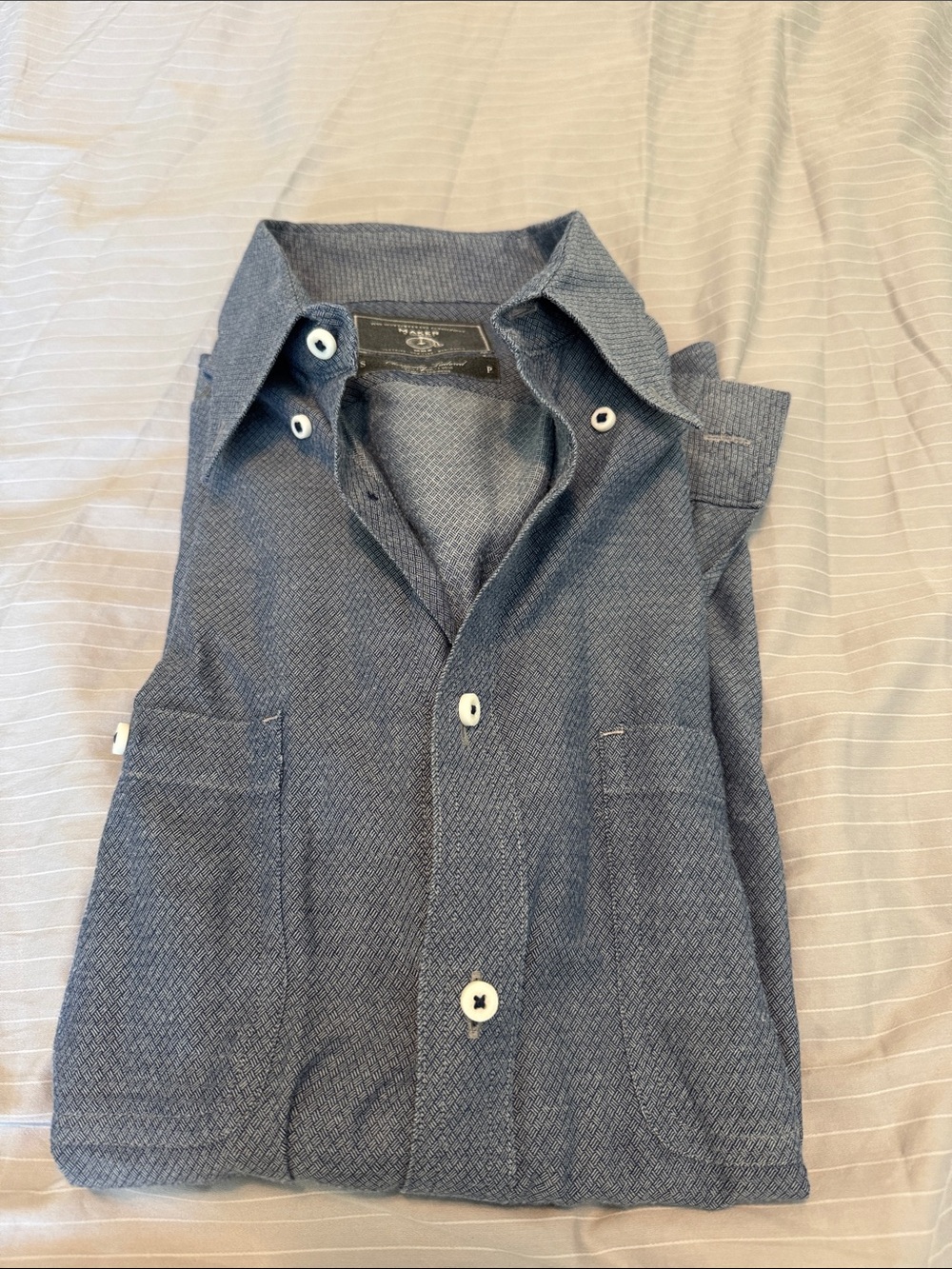 Maker & Company Patterned Button-Up Shirt in Blue